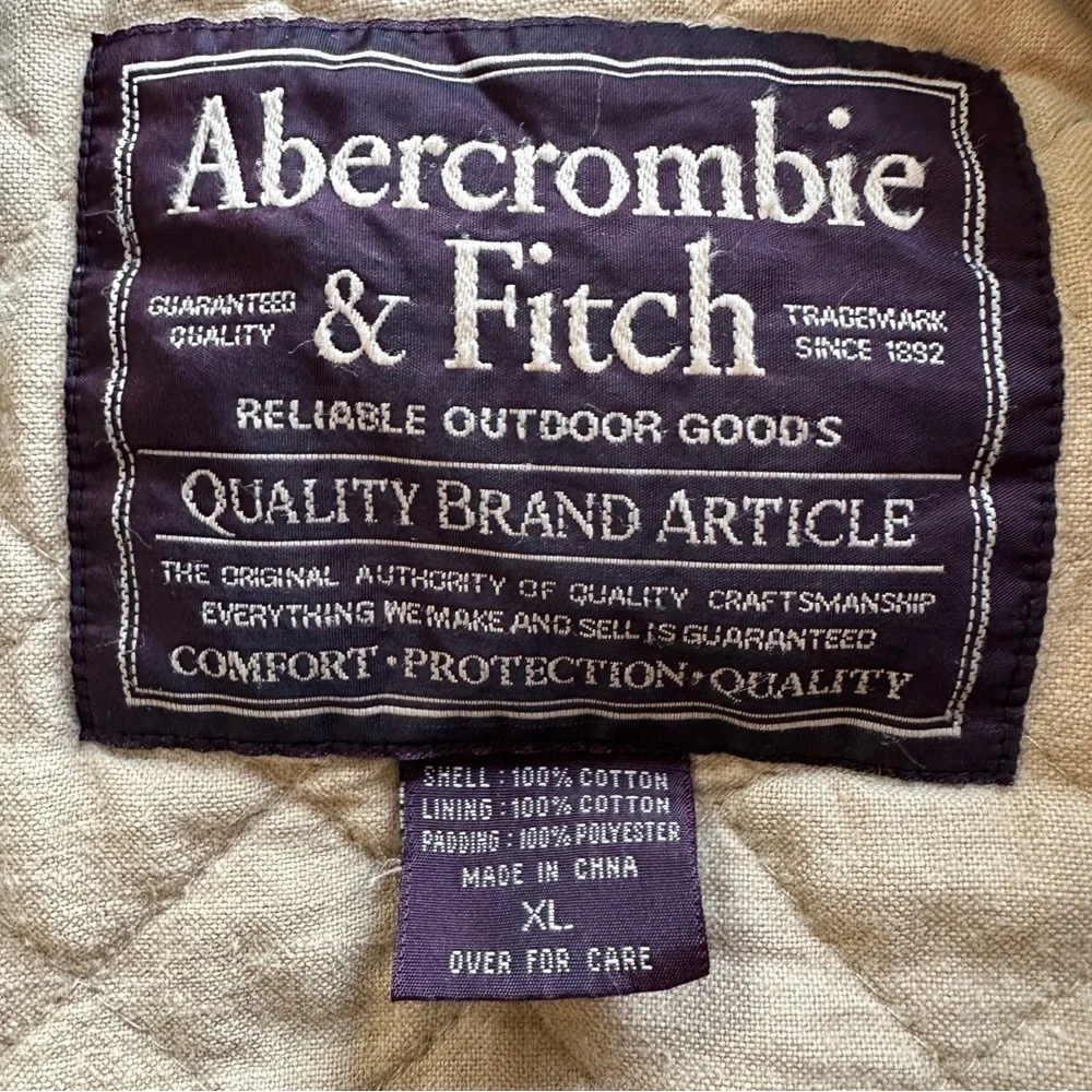 Abercrombie And Fitch Heavy Corduroy Quilt Lined Chore Jacket Tan Mens Size XL
